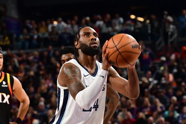 PHOENIX, AZ - DECEMBER 2:  Dillon Brooks #24 of the Memphis Grizzlies prepares to shoot a free throw during the game against the Phoenix Suns on December 2, 2023 at Footprint Center in Phoenix, Arizona. NOTE TO USER: User expressly acknowledges and agrees that, by downloading and or using this photograph, user is consenting to the terms and conditions of the Getty Images License Agreement. Mandatory Copyright Notice: Copyright 2023 NBAE (Photo by Kate Frese/NBAE via Getty Images)