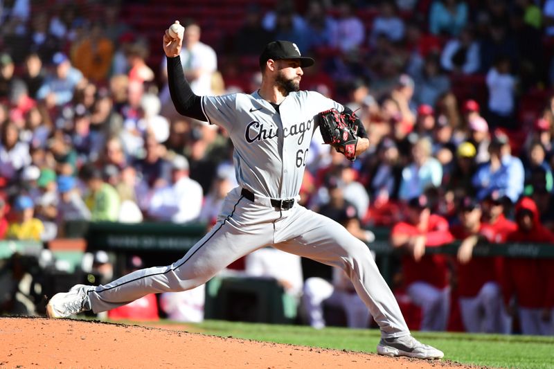 Sep 8, 2024; Boston, Massachusetts, USA;  Chicago White Sox relief pitcher Justin Anderson (60) pitches during the ninth inning against the Boston Red Sox at Fenway Park. Mandatory Credit: Bob DeChiara-Imagn Images