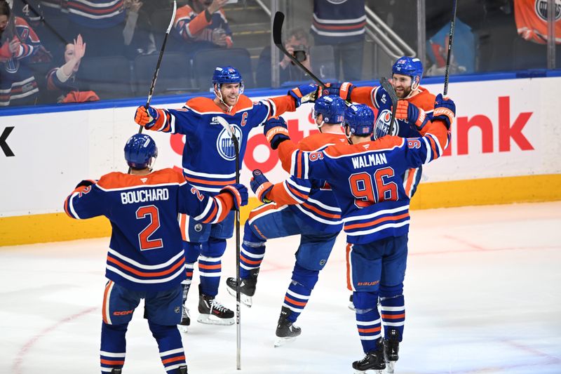 May 10, 2025; Edmonton, Alberta, CAN; Edmonton Oilers take on the Las Vegas Golden Knights during the third period in game three of the second round of the 2025 Stanley Cup Playoffs at Rogers Place. Mandatory Credit: Walter Tychnowicz-Imagn Images