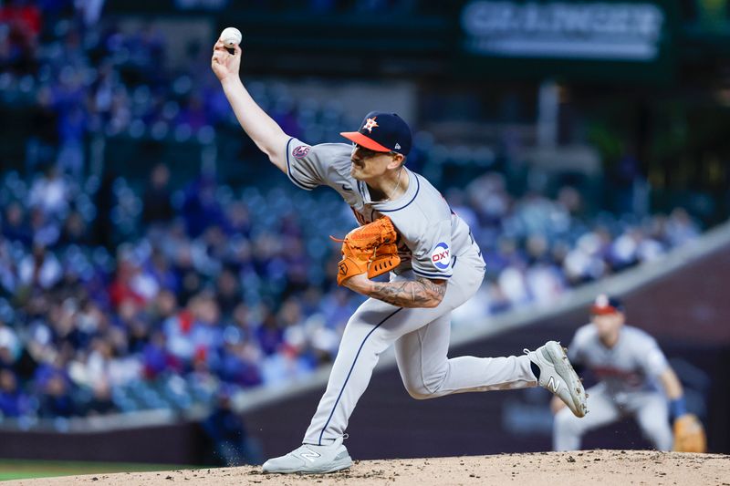 Apr 23, 2024; Chicago, Illinois, USA; Houston Astros starting pitcher J.P. France (68) delivers a pitch against the Chicago Cubs during the first inning at Wrigley Field. Mandatory Credit: Kamil Krzaczynski-USA TODAY Sports