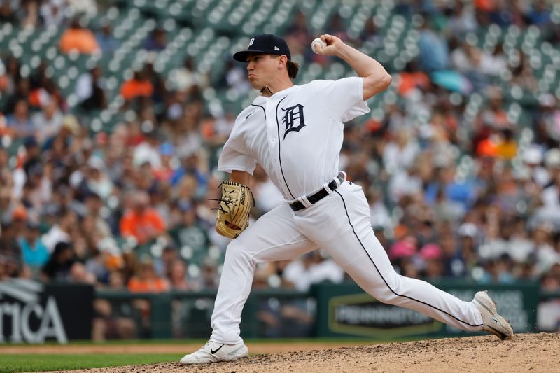 Jun 11, 2023; Detroit, Michigan, USA;  Detroit Tigers relief pitcher Tyler Holton (87) pitches in the eighth inning against the Arizona Diamondbacks at Comerica Park. Mandatory Credit: Rick Osentoski-USA TODAY Sports