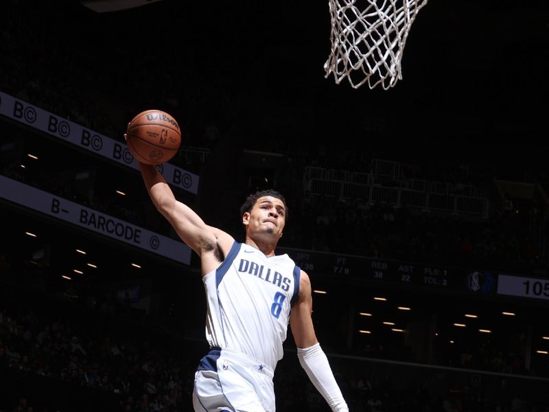 BROOKLYN, NY - FEBRUARY 6: Josh Green #8 of the Dallas Mavericks goes to the basket during the game on February 6, 2024 at Barclays Center in Brooklyn, New York. NOTE TO USER: User expressly acknowledges and agrees that, by downloading and or using this Photograph, user is consenting to the terms and conditions of the Getty Images License Agreement. Mandatory Copyright Notice: Copyright 2024 NBAE (Photo by Nathaniel S. Butler/NBAE via Getty Images)