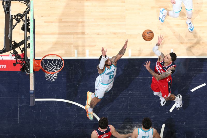 WASHINGTON, DC -? MARCH 8:  Kyle Kuzma #33 of the Washington Wizards goes to the basket during the game on March 8, 2024 at Capital One Arena in Washington, DC. NOTE TO USER: User expressly acknowledges and agrees that, by downloading and or using this Photograph, user is consenting to the terms and conditions of the Getty Images License Agreement. Mandatory Copyright Notice: Copyright 2024 NBAE (Photo by Stephen Gosling/NBAE via Getty Images)