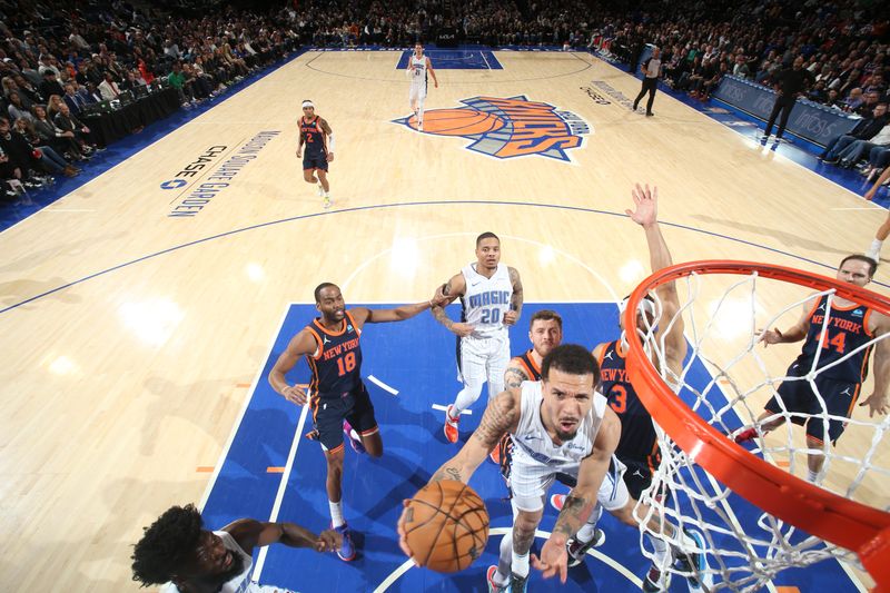 NEW YORK, NY - MARCH 8: Cole Anthony #50 of the Orlando Magic drives to the basket during the game against the New York Knicks on March 8, 2024 at Madison Square Garden in New York City, New York.  NOTE TO USER: User expressly acknowledges and agrees that, by downloading and or using this photograph, User is consenting to the terms and conditions of the Getty Images License Agreement. Mandatory Copyright Notice: Copyright 2024 NBAE  (Photo by Nathaniel S. Butler/NBAE via Getty Images)