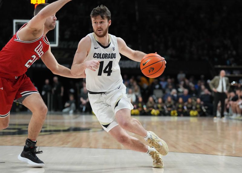 Mar 4, 2023; Boulder, Colorado, USA; in the first half at the CU Events Center. Mandatory Credit: Ron Chenoy-USA TODAY Sports