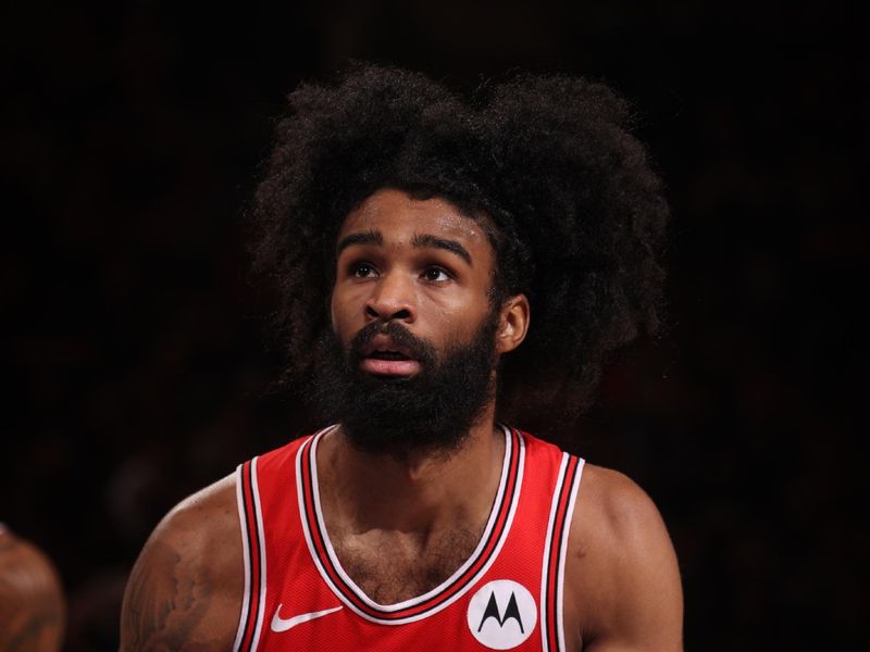 NEW YORK, NY - JANUARY 3: Coby White #0 of the Chicago Bulls shoots a free throw during the game against the New York Knicks on January 3, 2024 at Madison Square Garden in New York City, New York.  NOTE TO USER: User expressly acknowledges and agrees that, by downloading and or using this photograph, User is consenting to the terms and conditions of the Getty Images License Agreement. Mandatory Copyright Notice: Copyright 2024 NBAE  (Photo by Nathaniel S. Butler/NBAE via Getty Images)