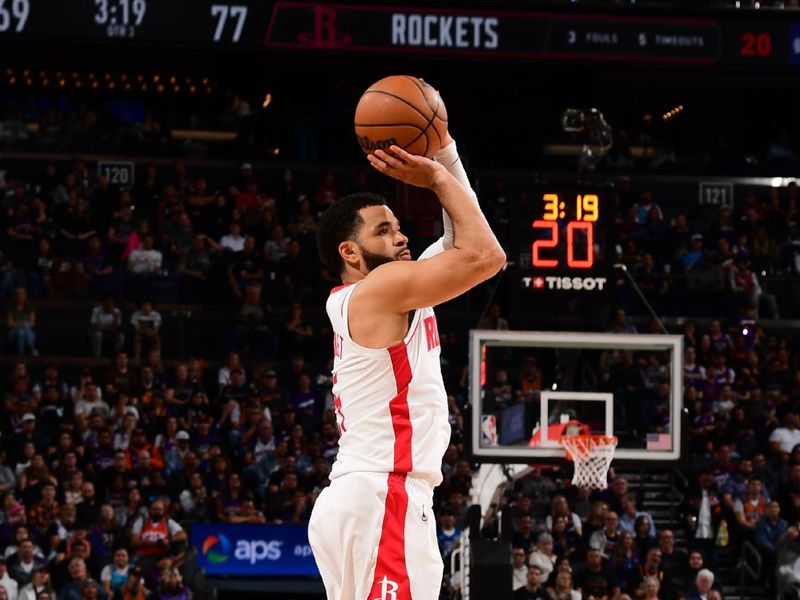 PHOENIX, AZ - MARCH 2: Fred VanVleet #5 of the Houston Rockets shoots the ball during the game against the Phoenix Suns on March 2, 2024 at Footprint Center in Phoenix, Arizona. NOTE TO USER: User expressly acknowledges and agrees that, by downloading and or using this photograph, user is consenting to the terms and conditions of the Getty Images License Agreement. Mandatory Copyright Notice: Copyright 2023 NBAE (Photo by Kate Frese/NBAE via Getty Images)