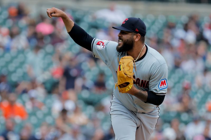 Jul 11, 2024; Detroit, Michigan, USA;  Cleveland Guardians pitcher Pedro Avila (60) pitches in the fourth inning against the Detroit Tigers at Comerica Park. Mandatory Credit: Rick Osentoski-USA TODAY Sports