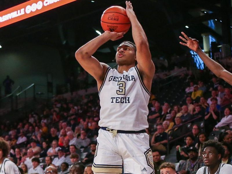 Dec 9, 2023; Atlanta, Georgia, USA; Georgia Tech Yellow Jackets guard Dallan Coleman (3) shoots the ball against the Alabama A&M Bulldogs in the second half at McCamish Pavilion. Mandatory Credit: Brett Davis-USA TODAY Sports
