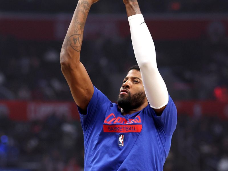 LOS ANGELES, CALIFORNIA - JANUARY 02: Paul George #13 of the Los Angeles Clippers warms up prior to the game against the Miami Heat at Crypto.com Arena on January 02, 2023 in Los Angeles, California. NOTE TO USER: User expressly acknowledges and agrees that, by downloading and or using this photograph, User is consenting to the terms and conditions of the Getty Images License Agreement. (Photo by Katelyn Mulcahy/Getty Images)