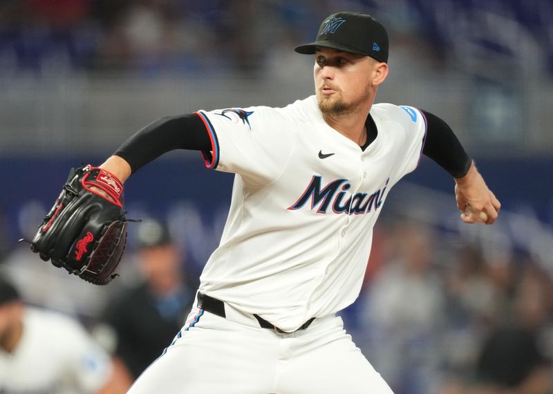 Jun 17, 2024; Miami, Florida, USA;  Miami Marlins starting pitcher Braxton Garrett (29) pitches against the St. Louis Cardinals in the first inning at loanDepot Park. Mandatory Credit: Jim Rassol-USA TODAY Sports