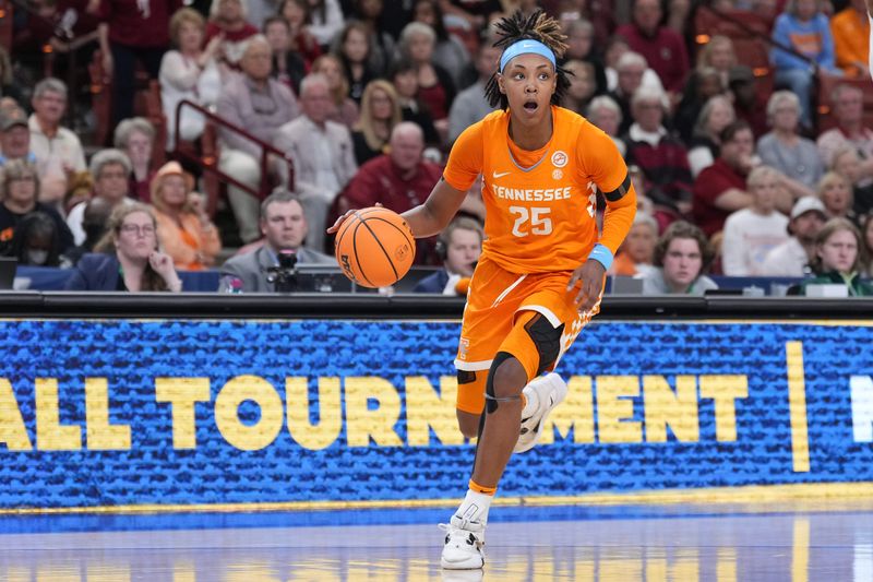 Mar 5, 2023; Greenville, SC, USA; Tennessee Lady Vols guard Jordan Horston (25) drives the ball in the second half against the South Carolina Gamecocks Bon Secours Wellness Arena. Mandatory Credit: David Yeazell-USA TODAY Sports