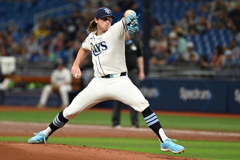 May 29, 2024; St. Petersburg, Florida, USA; Tampa Bay Rays starting pitcher Ryan Pepiot (44) throws a pitch in the second inning against the Oakland Athletics at Tropicana Field. Mandatory Credit: Jonathan Dyer-USA TODAY Sports