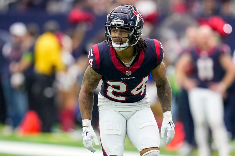 Houston Texans cornerback Derek Stingley Jr. (24) plays against the Tennessee Titans during the second half of an NFL football game Sunday, Dec. 31, 2023, in Houston. (AP Photo/Eric Christian Smith)