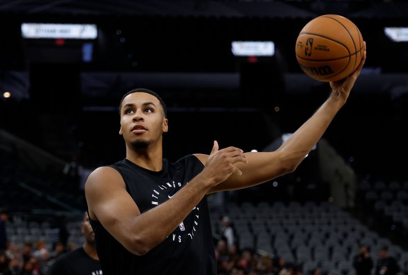 SAN ANTONIO, TX - NOVEMBER 11: Keegan Murray #13 of the Sacramento Kings goes through warm-ups before their game against the Sacramento Kings at Frost Bank Center on November 11, 2024 in San Antonio, Texas. NOTE TO USER: User expressly acknowledges and agrees that, by downloading and or using this photograph, User is consenting to terms and conditions of the Getty Images License Agreement. (Photo by Ronald Cortes/Getty Images)