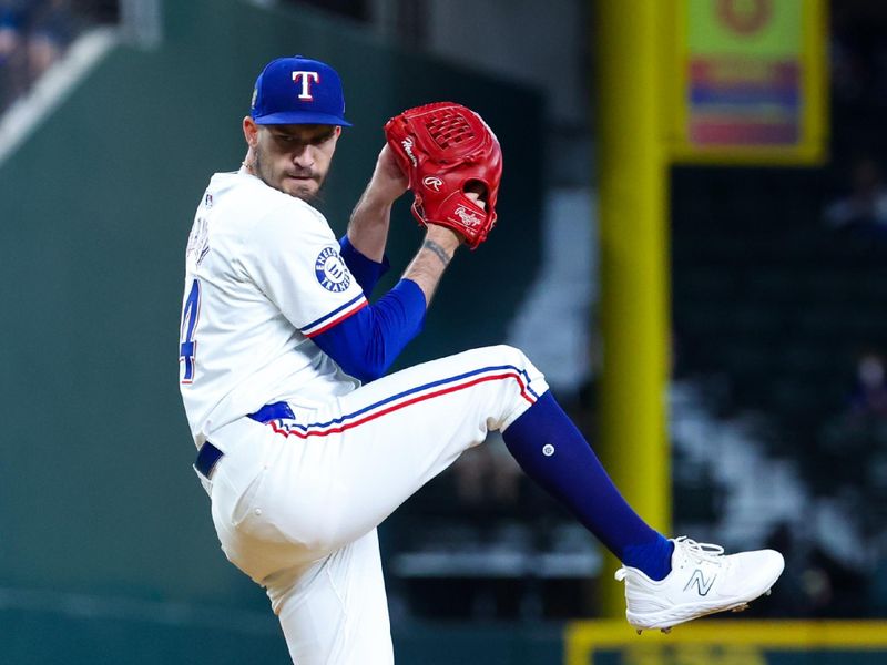 Jun 19, 2024; Arlington, Texas, USA; Texas Rangers starting pitcher Andrew Heaney (44) throws during the first inning against the New York Mets at Globe Life Field. Mandatory Credit: Kevin Jairaj-USA TODAY Sports