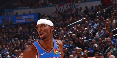 OKLAHOMA CITY, OK - OCTOBER 29: Shai Gilgeous-Alexander #2 of the Oklahoma City Thunder dribbles the ball during the game against the Denver Nuggets on October 29, 2023 at Paycom Center in Oklahoma City, Oklahoma. NOTE TO USER: User expressly acknowledges and agrees that, by downloading and or using this photograph, User is consenting to the terms and conditions of the Getty Images License Agreement. Mandatory Copyright Notice: Copyright 2023 NBAE (Photo by Zach Beeker/NBAE via Getty Images)