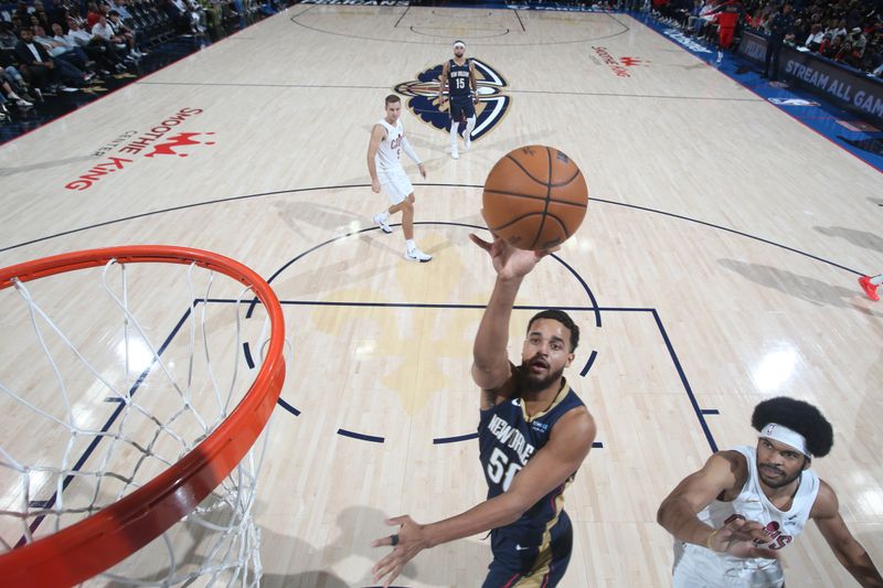 NEW ORLEANS, LA - NOVEMBER 6: Jeremiah Robinson-Earl #50 of the New Orleans Pelicans shoots the ball during the game against the Cleveland Cavaliers on November 6, 2024 at the Smoothie King Center in New Orleans, Louisiana. NOTE TO USER: User expressly acknowledges and agrees that, by downloading and or using this Photograph, user is consenting to the terms and conditions of the Getty Images License Agreement. Mandatory Copyright Notice: Copyright 2024 NBAE (Photo by Layne Murdoch Jr./NBAE via Getty Images)