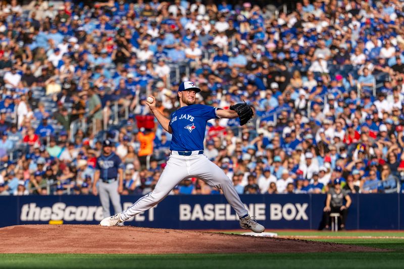 Sep 27, 2025; Toronto, Ontario, CAN; Toronto Blue Jays pitcher Trey Yesavage (39) delivers a pitch against the Tampa Bay Rays during the fifth inning at Rogers Centre. Mandatory Credit: Kevin Sousa-Imagn Images