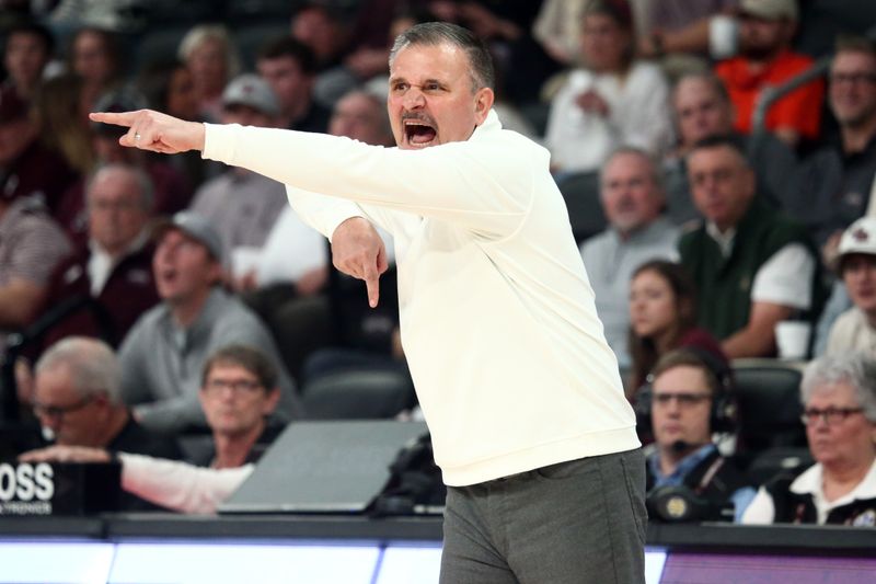 Jan 27, 2024; Starkville, Mississippi, USA; Mississippi State Bulldogs head coach Chris Jans gives direction during the first half against the Auburn Tigers at Humphrey Coliseum. Mandatory Credit: Petre Thomas-USA TODAY Sports