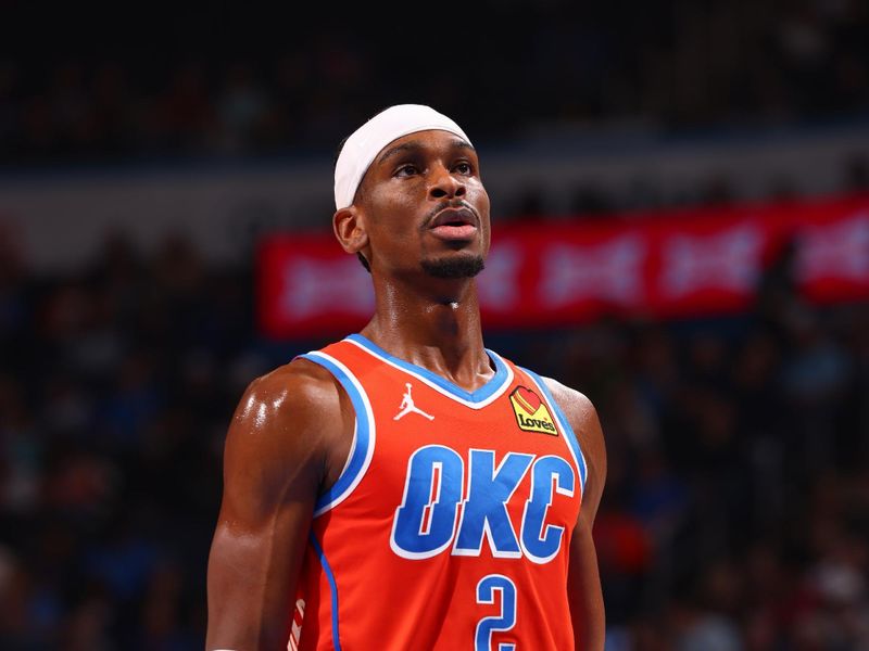 OKLAHOMA CITY, OK - FEBUARY 2:  Shai Gilgeous-Alexander #2 of the Oklahoma City Thunder shoots a free throw during the game on February 2, 2024 at Paycom Arena in Oklahoma City, Oklahoma. NOTE TO USER: User expressly acknowledges and agrees that, by downloading and or using this photograph, User is consenting to the terms and conditions of the Getty Images License Agreement. Mandatory Copyright Notice: Copyright 2024 NBAE (Photo by Zach Beeker/NBAE via Getty Images)