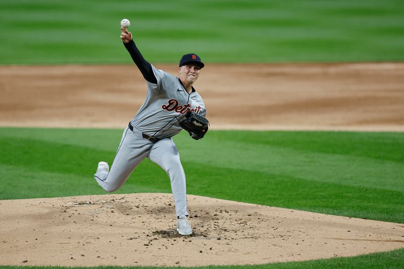 Aug 26, 2024; Chicago, Illinois, USA; Detroit Tigers starting pitcher Ty Madden (36) delivers a pitch against the Chicago White Sox during the second inning at Guaranteed Rate Field. Mandatory Credit: Kamil Krzaczynski-USA TODAY Sports