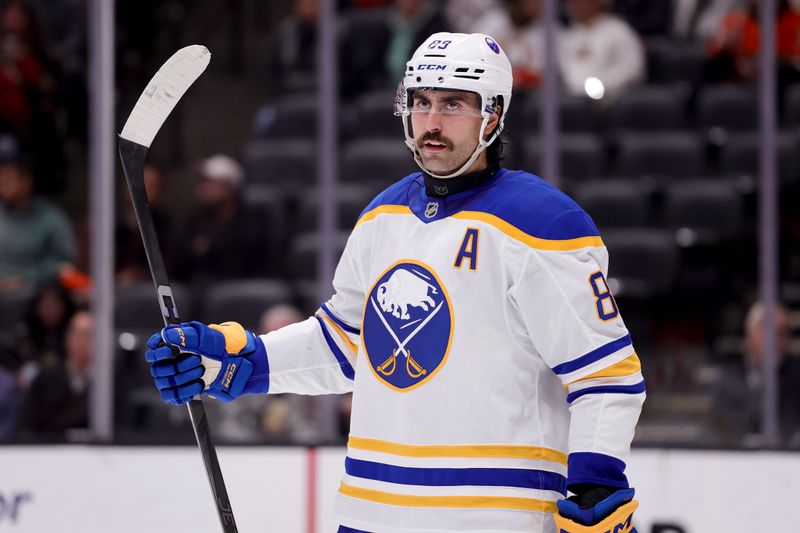 Nov 22, 2024; Anaheim, California, USA; Buffalo Sabres right wing Alex Tuch (89) during the second period at Honda Center against the Anaheim Ducks. Mandatory Credit: Ryan Sun-Imagn Images