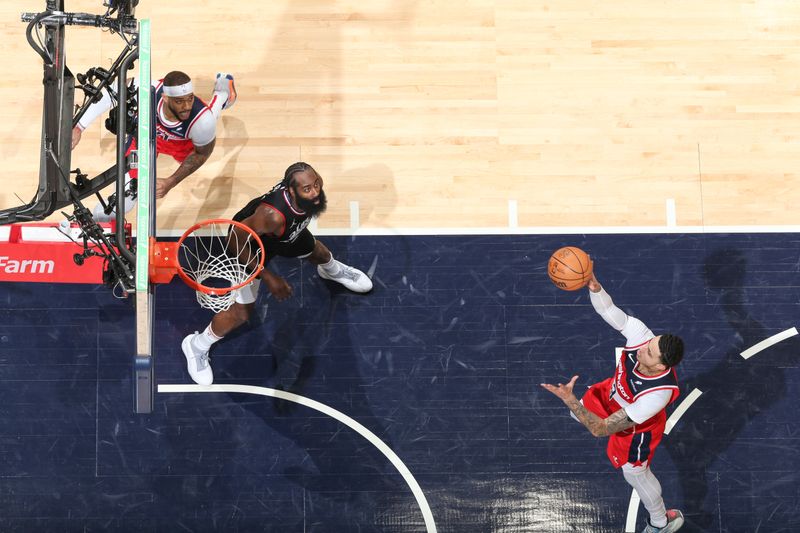 WASHINGTON, DC -? JANUARY 31:  Kyle Kuzma #33 of the Washington Wizards goes to the basket during the game on January 31, 2024 at Capital One Arena in Washington, DC. NOTE TO USER: User expressly acknowledges and agrees that, by downloading and or using this Photograph, user is consenting to the terms and conditions of the Getty Images License Agreement. Mandatory Copyright Notice: Copyright 2024 NBAE (Photo by Stephen Gosling/NBAE via Getty Images)