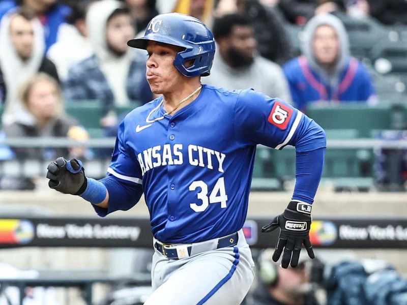 Apr 13, 2024; New York City, New York, USA;  Kansas City Royals catcher Freddy Fermin (34) runs to home plate in the sixth inning against the New York Mets at Citi Field. Mandatory Credit: Wendell Cruz-USA TODAY Sports
