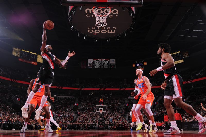 PORTLAND, OR - NOVEMBER 1: Jerami Grant #9 of the Portland Trail Blazers drives to the basket during the game against the Oklahoma City Thunder on November 1, 2024 at the Moda Center Arena in Portland, Oregon. NOTE TO USER: User expressly acknowledges and agrees that, by downloading and or using this photograph, user is consenting to the terms and conditions of the Getty Images License Agreement. Mandatory Copyright Notice: Copyright 2024 NBAE (Photo by Cameron Browne/NBAE via Getty Images)