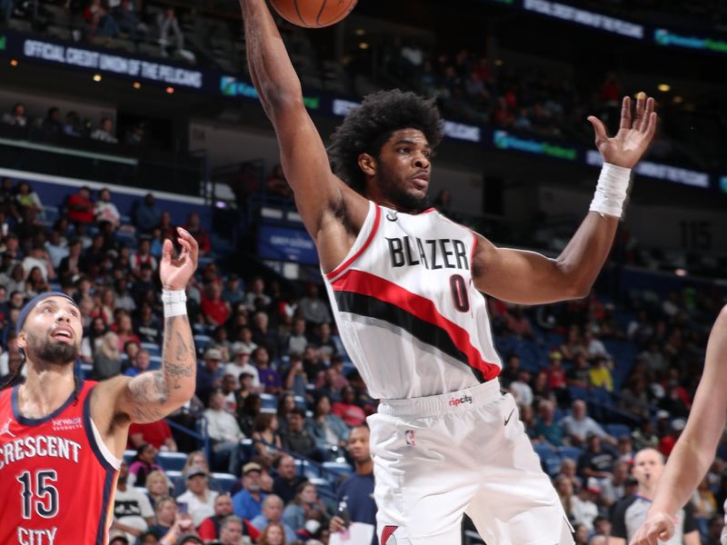 CHICAGO, IL - NOVEMBER 4: Scoot Henderson #00 of the Portland Trail Blazers looks to pass the ball during the game against the New Orleans Pelicans on November 4, 2024 at Smoothie King Center in New Orleans, Louisiana. NOTE TO USER: User expressly acknowledges and agrees that, by downloading and or using this photograph, User is consenting to the terms and conditions of the Getty Images License Agreement. Mandatory Copyright Notice: Copyright 2024 NBAE (Photo by Jeff Haynes/NBAE via Getty Images)