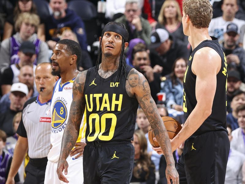 SALT LAKE CITY, UT - OCTOBER 25: Jordan Clarkson #00 of the Utah Jazz looks on during the game on October 25, 2024 at Delta Center in Salt Lake City, Utah. NOTE TO USER: User expressly acknowledges and agrees that, by downloading and or using this Photograph, User is consenting to the terms and conditions of the Getty Images License Agreement. Mandatory Copyright Notice: Copyright 2024 NBAE (Photo by Melissa Majchrzak/NBAE via Getty Images)