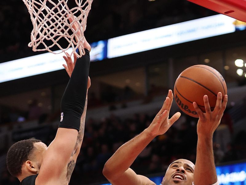 CHICAGO, ILLINOIS - DECEMBER 02:  during the second half at the United Center on December 02, 2024 in Chicago, Illinois. NOTE TO USER: User expressly acknowledges and agrees that, by downloading and or using this photograph, User is consenting to the terms and conditions of the Getty Images License Agreement.  (Photo by Michael Reaves/Getty Images)