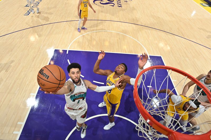 LOS ANGELES, CA - NOVEMBER 13: Scotty Pippen Jr. #1 of the Memphis Grizzlies drives to the basket during the game against the Los Angeles Lakers on November 13, 2024 at Crypto.Com Arena in Los Angeles, California. NOTE TO USER: User expressly acknowledges and agrees that, by downloading and/or using this Photograph, user is consenting to the terms and conditions of the Getty Images License Agreement. Mandatory Copyright Notice: Copyright 2024 NBAE (Photo by Adam Pantozzi/NBAE via Getty Images)