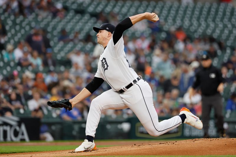 Aug 23, 2023; Detroit, Michigan, USA;  Detroit Tigers starting pitcher Tarik Skubal (29) pitches in the first inning against the Chicago Cubs at Comerica Park. Mandatory Credit: Rick Osentoski-USA TODAY Sports