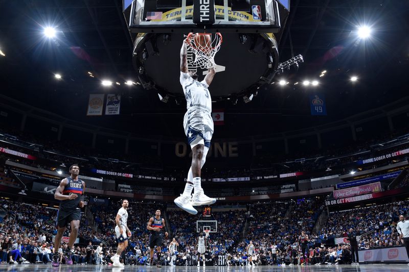 ORLANDO, FL - NOVEMBER 23: Kentavious Caldwell-Pope #3 of the Orlando Magic dunks the ball during the game against the Detroit Pistons on November 23, 2024 at Kia Center in Orlando, Florida. NOTE TO USER: User expressly acknowledges and agrees that, by downloading and or using this photograph, User is consenting to the terms and conditions of the Getty Images License Agreement. Mandatory Copyright Notice: Copyright 2024 NBAE (Photo by Fernando Medina/NBAE via Getty Images)