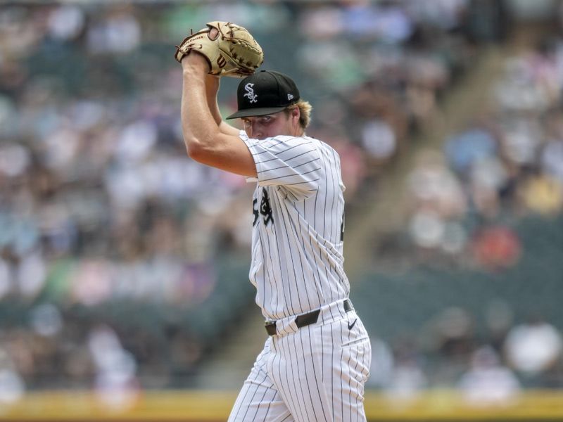 Jun 29, 2024; Chicago, Illinois, USA; Chicago White Sox starting pitcher Jonathan Cannon (48) pitches during the first inning against the Colorado Rockies at Guaranteed Rate Field. Mandatory Credit: Patrick Gorski-USA TODAY Sports