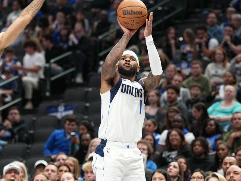 DALLAS, TX - OCTOBER 17: Jaden Hardy #1 of the Dallas Mavericks shoots the ball during the game against the Milwaukee Bucks during a NBA preseason game on October 17, 2024 at American Airlines Center in Dallas, Texas. NOTE TO USER: User expressly acknowledges and agrees that, by downloading and or using this photograph, User is consenting to the terms and conditions of the Getty Images License Agreement. Mandatory Copyright Notice: Copyright 2024 NBAE (Photo by Glenn James/NBAE via Getty Images)