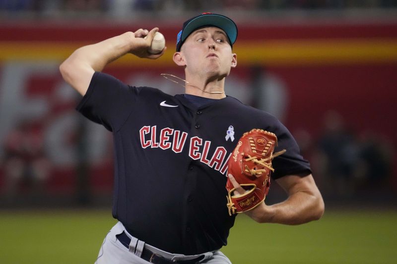 Jun 18, 2023; Phoenix, Arizona, USA; Cleveland Guardians starting pitcher Tanner Bibee (61) pitches against the Arizona Diamondbacks during the third inning at Chase Field. Mandatory Credit: Joe Camporeale-USA TODAY Sports