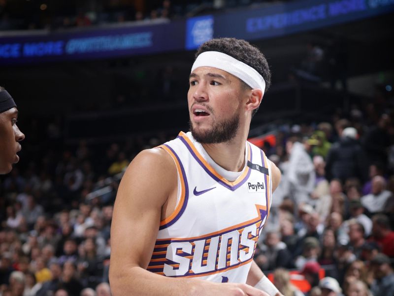 SALT LAKE CITY, UT - NOVEMBER 12: Devin Booker #1 of the Phoenix Suns looks to pass the ball during the game against the Utah Jazz during the Emirates NBA Cup game on November 12, 2024 at vivint.SmartHome Arena in Salt Lake City, Utah. NOTE TO USER: User expressly acknowledges and agrees that, by downloading and or using this Photograph, User is consenting to the terms and conditions of the Getty Images License Agreement. Mandatory Copyright Notice: Copyright 2024NBAE (Photo by Melissa Majchrzak/NBAE via Getty Images)