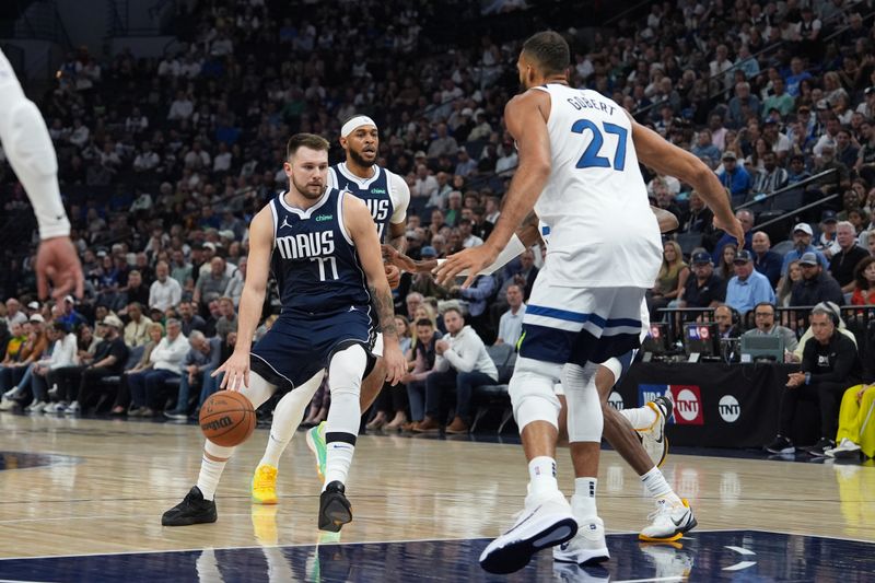 MINNEAPOLIS, MN -  OCTOBER 29: Luka Doncic #77 of the Dallas Mavericks dribbles the ball during the game against the Minnesota Timberwolves on October 29, 2024 at Target Center in Minneapolis, Minnesota. NOTE TO USER: User expressly acknowledges and agrees that, by downloading and or using this Photograph, user is consenting to the terms and conditions of the Getty Images License Agreement. Mandatory Copyright Notice: Copyright 2024 NBAE (Photo by Jordan Johnson/NBAE via Getty Images)