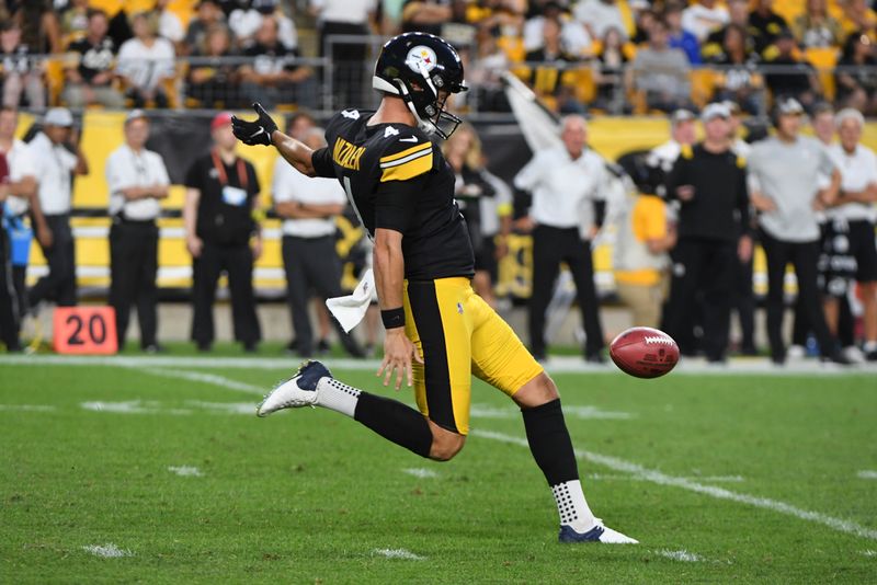 Pittsburgh Steelers punter during the first half of an NFL preseason football game, Saturday, Aug. 13, 2022, in Pittsburgh. (AP Photo/Barry Reeger)