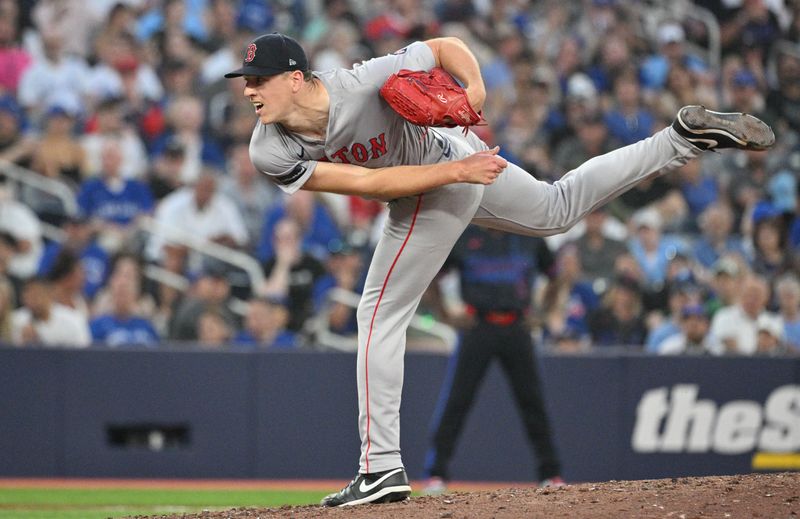 Jun 17, 2024; Toronto, Ontario, CAN;  Boston Red Sox starting pitcher Nick Pivetta (37) delivers a pitch against the Toronto Blue Jays in the sixth inning at Rogers Centre. Mandatory Credit: Dan Hamilton-USA TODAY Sports