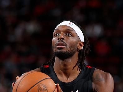 PORTLAND, OR - DECEMBER 21: Jerami Grant #9 of the Portland Trail Blazers prepares to shoot a free throw during the game against the Washington Wizards on December 21, 2023 at the Moda Center Arena in Portland, Oregon. NOTE TO USER: User expressly acknowledges and agrees that, by downloading and or using this photograph, user is consenting to the terms and conditions of the Getty Images License Agreement. Mandatory Copyright Notice: Copyright 2023 NBAE (Photo by Cameron Browne/NBAE via Getty Images)