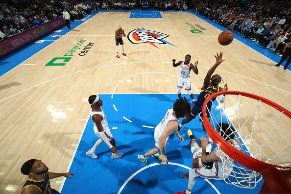 OKLAHOMA CITY, OK - DECEMBER 8: Gary Payton II #0 of the Golden State Warriors shoots the ball during the game against the Oklahoma City Thunder on December 8, 2023 at Paycom Arena in Oklahoma City, Oklahoma. NOTE TO USER: User expressly acknowledges and agrees that, by downloading and or using this photograph, User is consenting to the terms and conditions of the Getty Images License Agreement. Mandatory Copyright Notice: Copyright 2023 NBAE (Photo by Zach Beeker/NBAE via Getty Images)