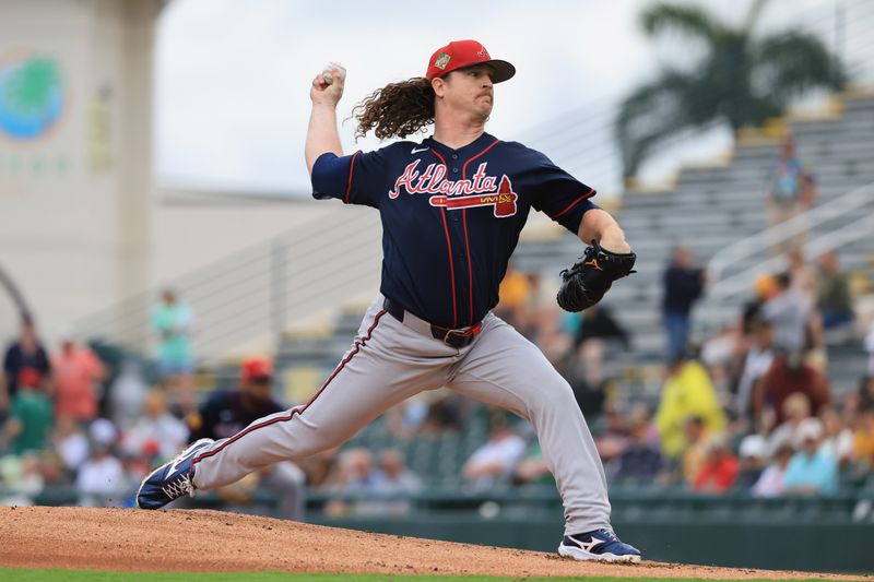 Mar 12, 2026; Bradenton, Florida, USA;  Atlanta Braves starting pitcher Grant Holmes (66) throws a pitch during the first inning against the Pittsburgh Pirates at LECOM Park. Mandatory Credit: Kim Klement Neitzel-Imagn Images