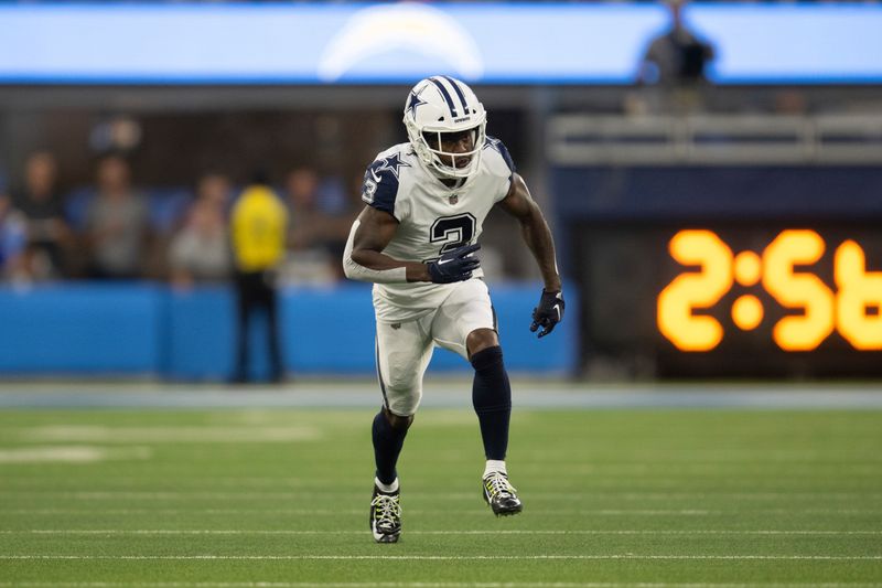 Dallas Cowboys wide receiver Brandin Cooks (3) runs during an NFL football game against the Los Angeles Chargers, Monday, Oct. 16, 2023, in Inglewood, Calif. (AP Photo/Kyusung Gong)