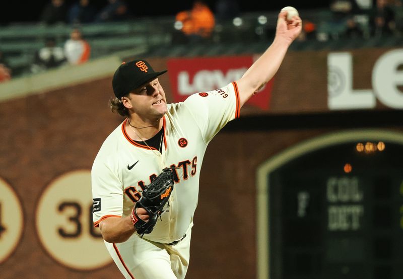 Sep 12, 2024; San Francisco, California, USA; San Francisco Giants relief pitcher Erik Miller (68) pitches the ball against the Milwaukee Brewers during the sixth inning at Oracle Park. Mandatory Credit: Kelley L Cox-Imagn Images