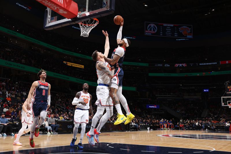 WASHINGTON, DC -? JANUARY 6: Daniel Gafford #21 of the Washington Wizards dunks the ball during the game against the New York Knicks on January 6, 2024 at Capital One Arena in Washington, DC. NOTE TO USER: User expressly acknowledges and agrees that, by downloading and or using this Photograph, user is consenting to the terms and conditions of the Getty Images License Agreement. Mandatory Copyright Notice: Copyright 2024 NBAE (Photo by Stephen Gosling/NBAE via Getty Images)