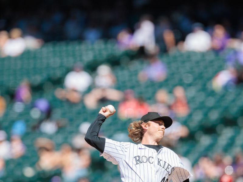 Jun 5, 2024; Denver, Colorado, USA; Colorado Rockies pitcher Nick Mears (46) delivers a pitch during the seventh inning against the Cincinnati Reds at Coors Field. Mandatory Credit: Andrew Wevers-USA TODAY Sports